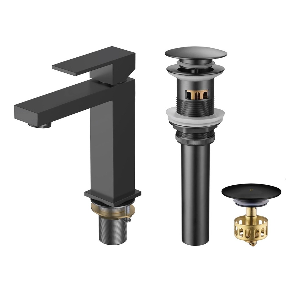 Fine Fixtures Modern Square Single Hole Bathroom Sink Faucet